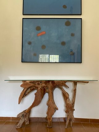 Consola Madera Teka y Cristal