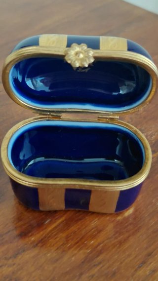 Portapillole Limoges blu e oro
