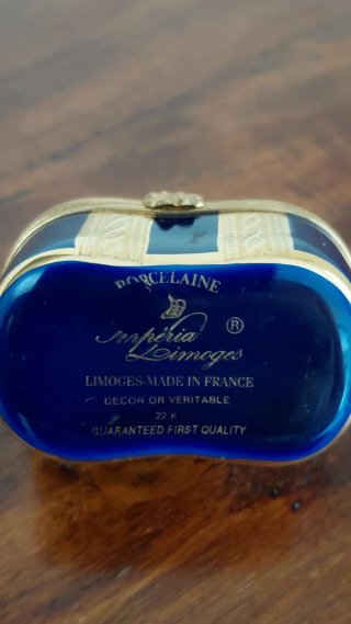 Portapillole Limoges blu e oro