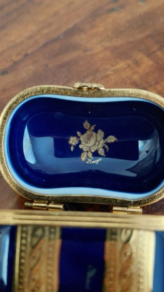 Portapillole Limoges blu e oro
