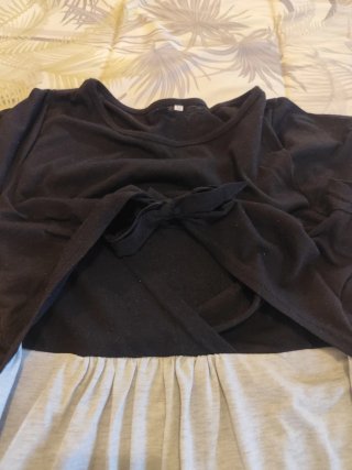 Vestido Lactancia Embarazo Negro Gris