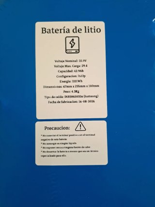 Batería Litio 25.9V 42.9Ah 1111Wh Samsung