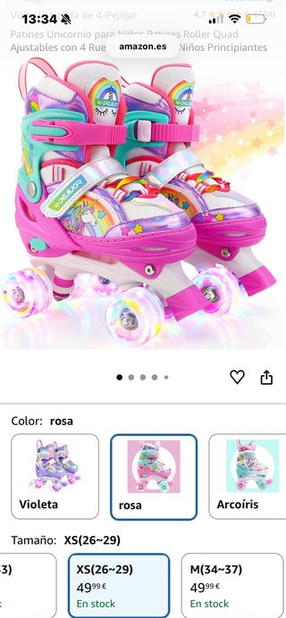 Patines 4 ruedas con luces talla 26-29