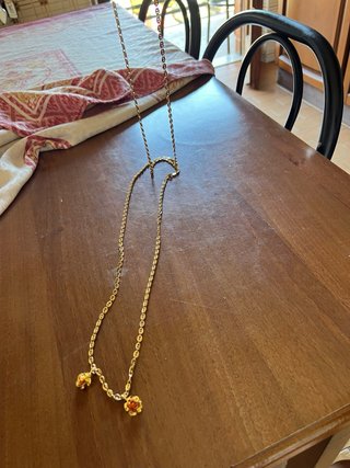 Collana oro con ciondoli rossi