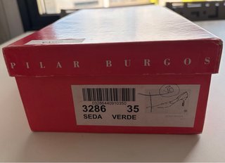 Zapatos Pilar Burgos Talla 35 Seda Verde