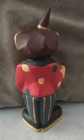 Payaso vintage madera tallado pintado mano
