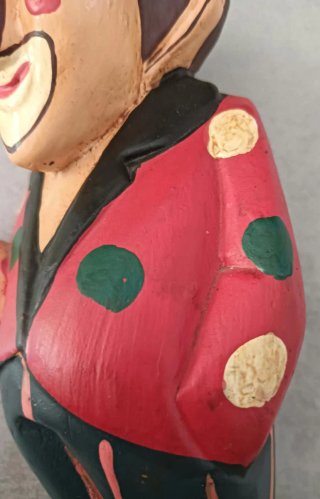 Payaso vintage madera tallado pintado mano