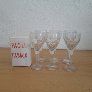 6 COPAS DE LICOR CHUPITOS CRISTAL TALLADO CIRCULOS