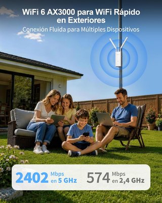 Repetidor WiFi 6 exterior AX3000 largo alcance