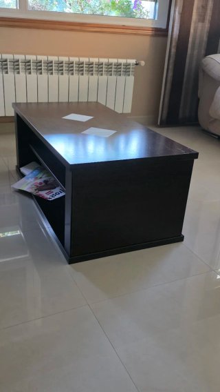 Mesa centro elevable wengué con almacenaje