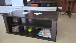 Mesa centro elevable wengué con almacenaje
