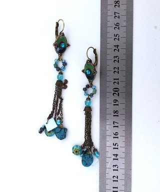 Pendientes largos boho turquesa
