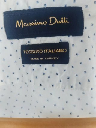 Camisa Massimo Dutti caballero, blanca lunares