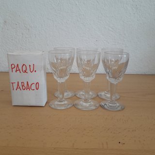 6 COPAS DE LICOR CHUPITOS CRISTAL TALLADO