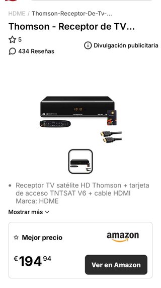 Antena+Receptor TV HD Thomson TNT SAT