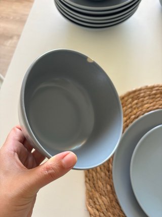 Juego Vajilla ceramica  Gris completo platos