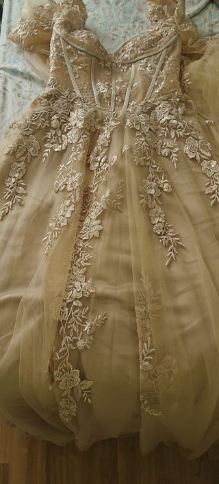 Vestido de fiesta romántico beige/dorado