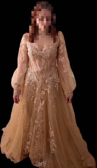 Vestido de fiesta romántico beige/dorado