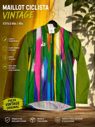 Maillot Ciclista XL Vintage Multicolor Manga Larga