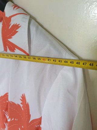 Camisa Hawaiana Palmeras Naranja y Blanca