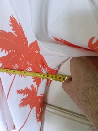 Camisa Hawaiana Palmeras Naranja y Blanca