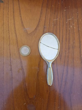 Espejo de mano antiguo dorado y plateado