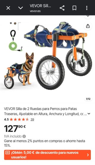Carrito para perros con arnés