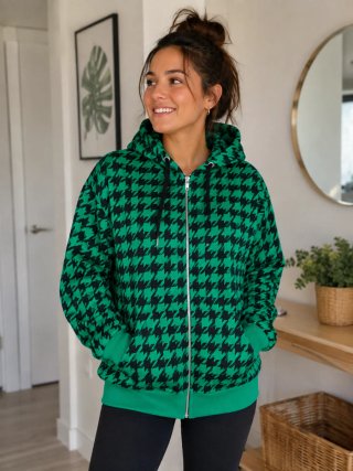 Sudadera con cremallera y estampado