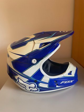 Casco Motocross Fox V1 Azul y Blanco