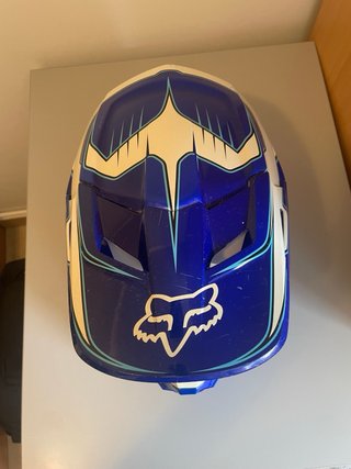 Casco Motocross Fox V1 Azul y Blanco