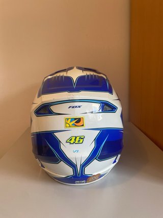 Casco Motocross Fox V1 Azul y Blanco