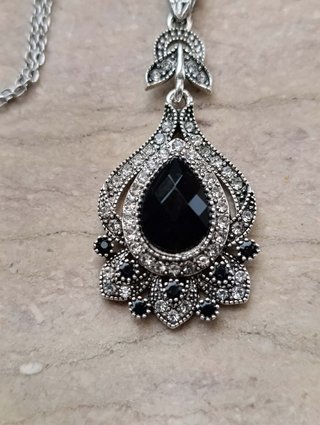Collana Gotica Vittoriana Pietra Nera Zirconi