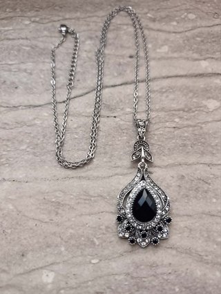Collana Gotica Vittoriana Pietra Nera Zirconi