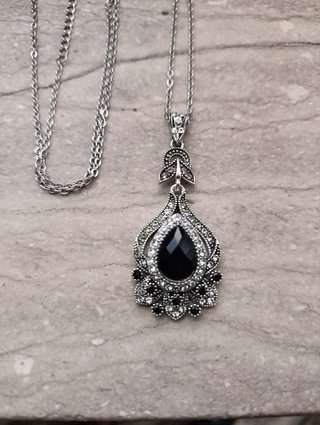 Collana Gotica Vittoriana Pietra Nera Zirconi