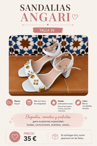 Sandalias Angari Talla 35 Blancas