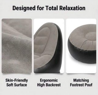 Sofá-Puff hinchable con Reposapiés