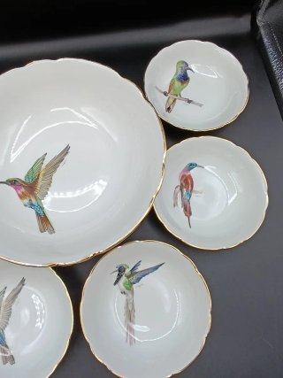 Set cuencos porcelana francesa Pájaros