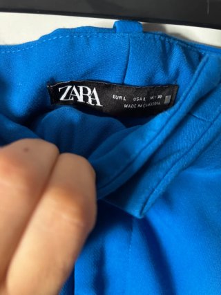 Traje azul chaqueta y pantalón tiro alto
