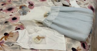 Traje comunión corto blanco y azul talla 10
