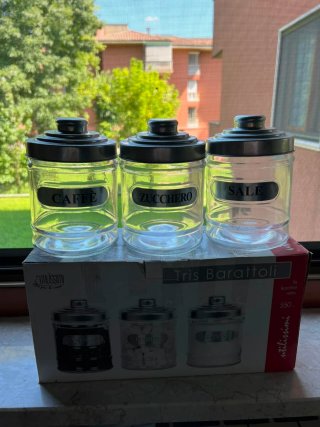 Tris contenitori caffè, sale e zucchero