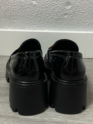 Mocasines negros charol plataforma tacón talla 37