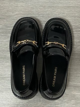 Mocasines negros charol plataforma tacón talla 37