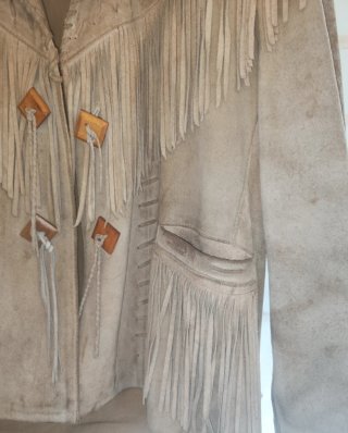 Chaqueta PIEL Flecos Vintage Indian Vintage