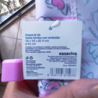 Sedia mare bimbi con ombrellino unicorno