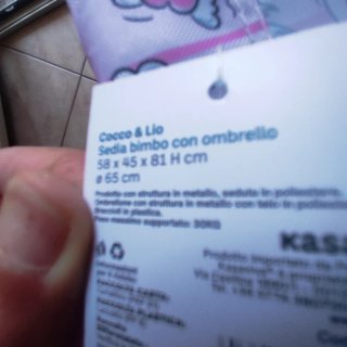 Sedia mare bimbi con ombrellino unicorno