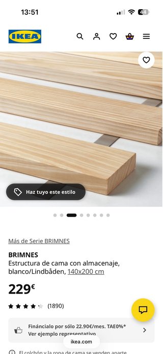 Estructura Cama Ikea 140 + Colchón Flex 135