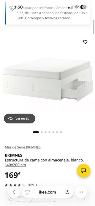 Estructura Cama Ikea 140 + Colchón Flex 135
