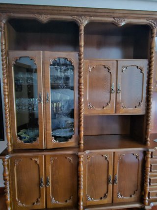 Mueble Salón Castellano Madera y Cristal