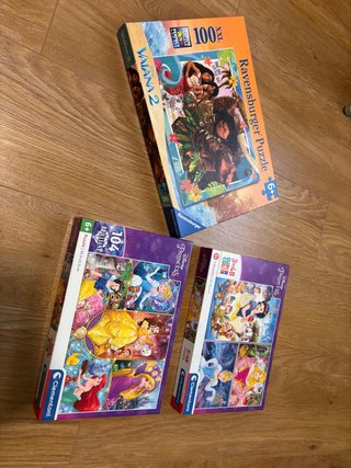 Lote 3 Puzzles Disney Princesas y Vaiana 2