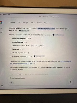 iPad 5ª gen 32GB Wi-Fi Argento 2017